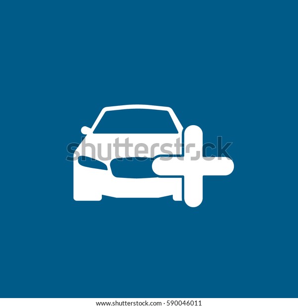 Car Add Plus Flat\
Icon On Blue Background