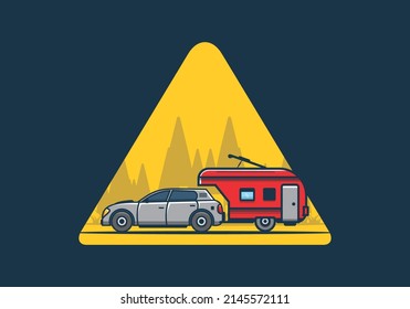 Car with additional towing box illustration design