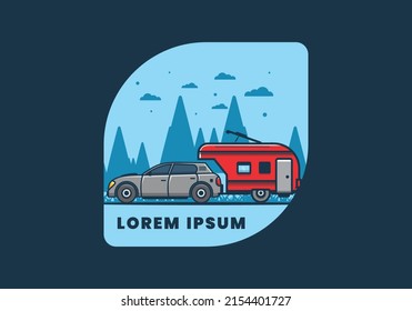 Coche con diseño de ilustración adicional de la caja de remolque