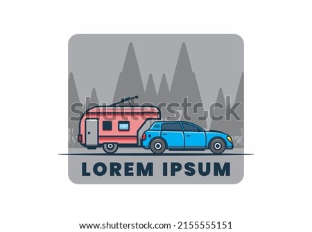Car with additional towing box illustration design