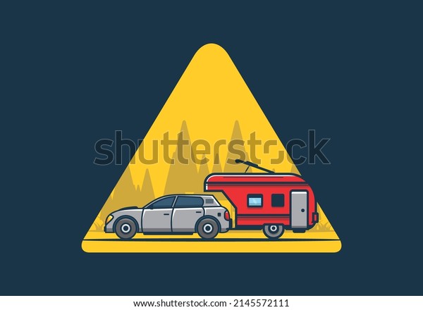 Car with\
additional towing box illustration\
design