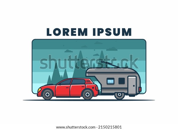 Car with
additional towing box illustration
design