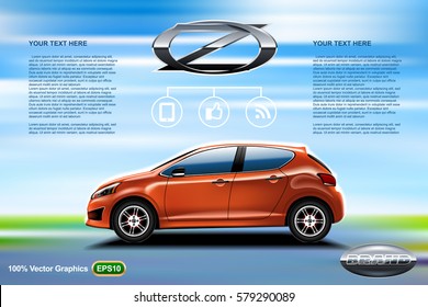 Car ads template mock up, with vehicle logotype in center, template ready to be printed on any sizes of you needs in 3d illustration