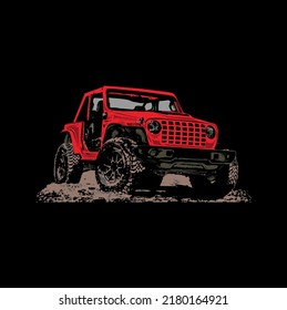 Car adventure off road vector illustration