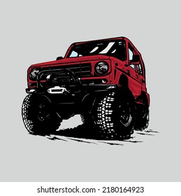 Car adventure off road vector illustration