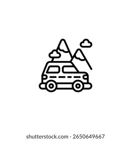 ícone e ilustração do esboço da aventura do carro