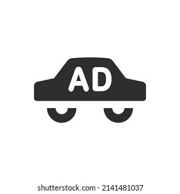 Car Advertising Icon On White Background