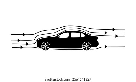 car aerodynamics, black isolated silhouette