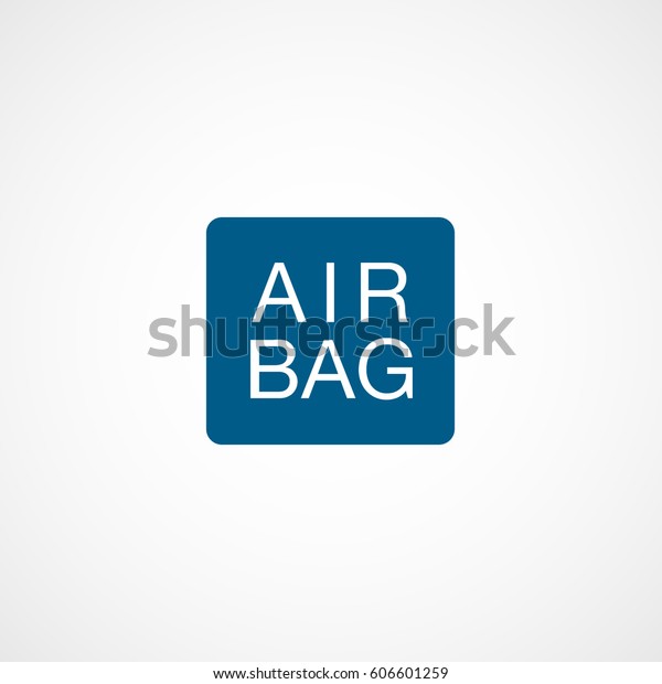 Car Air Bag\
Blue Flat Icon On White\
Background