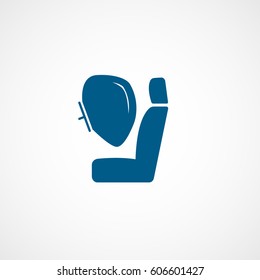 Car Air Bag And Seat Blue Flat Icon On White Background