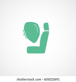 Car Air Bag And Seat Green Flat Icon On White Background