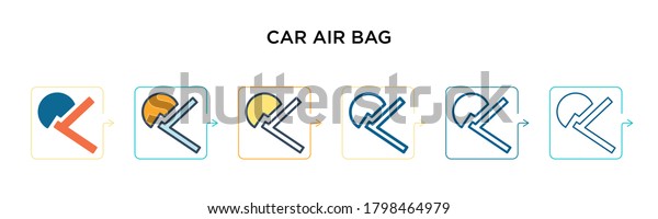 Car air bag vector icon in 6 different modern styles.\
Black, two colored car air bag icons designed in filled, outline,\
line and stroke style. Vector illustration can be used for web,\
mobile, ui
