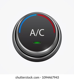 Car Air Condition Button, Isolated On White