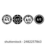 car air conditioning button sign symbol icon vector design black white color simple modern illustration collection set 