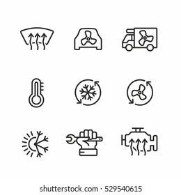 car air conditioning icons set