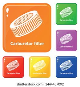 Car air filters icons set collection vector 6 color isolated on white background