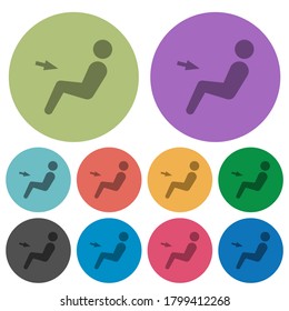 Car air flow direction chest darker flat icons on color round background