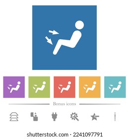 Car air flow direction chest and foot flat white icons in square backgrounds. 6 bonus icons included.