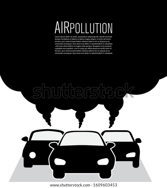 Car air\
pollution. Global warming vector\
illustration