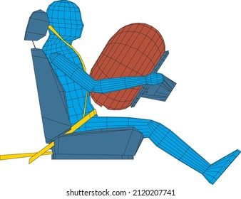 Car Airbag Wireframe Project Prototype Safety Science Technology Background Design Vector Isolated