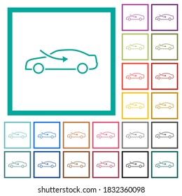 car airflow adjustment external flat color icons with quadrant frames on white background