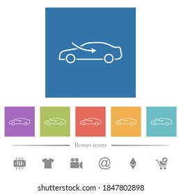 ajuste del flujo de aire del coche iconos blancos planos externos en fondo cuadrado. 6 iconos de bonificación incluidos.