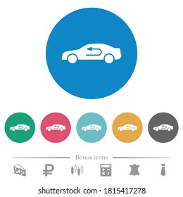 Car airflow adjustment internal flat white icons on round color backgrounds. 6 bonus icons included.