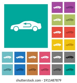 Car airflow adjustment internal multi colored flat icons on plain square backgrounds. Included white and darker icon variations for hover or active effects.
