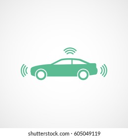 Car Alarm Green Flat Icon On White Background