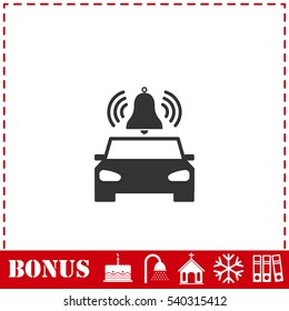 Car alarm icon flat. Simple vector symbol and bonus icon