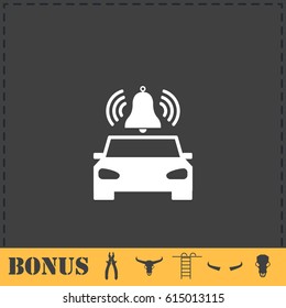 Car alarm icon flat. Simple vector symbol and bonus icon
