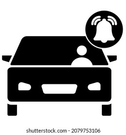 Car alarm icon in modern silhouette style design. Vector illustration isolated on white background.