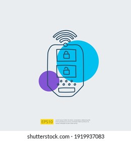 car alarm keychain icon. remote key lock control doodle sign symbol. Element of security for mobile concept vector illustration