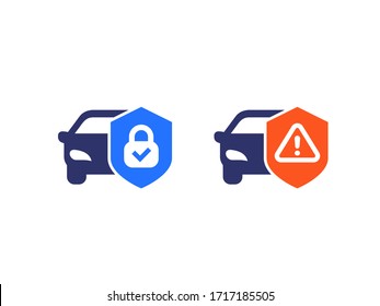 car alarm, protection warning vector icons