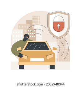 Car Alarm System Abstract Concept Vector Illustration. Car Anti-theft System, Vehicle Stealing Statistics, Professional Sound Alarm Installation Service, High-volume Sound Abstract Metaphor.