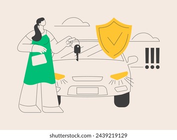 Car alarm system abstract concept vector illustration. Car anti-theft system, vehicle stealing statistics, professional sound alarm installation service, high-volume sound abstract metaphor.