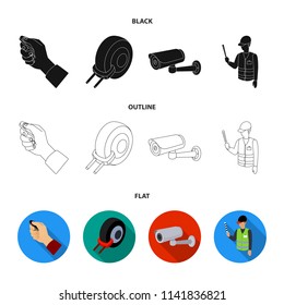 Car alarm, wheel rim, security camera, parking assistant. Parking zone set collection icons in black,flat,outline style vector symbol stock illustration web.
