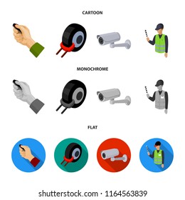 Car alarm, wheel rim, security camera, parking assistant. Parking zone set collection icons in cartoon,flat,monochrome style vector symbol stock illustration web.