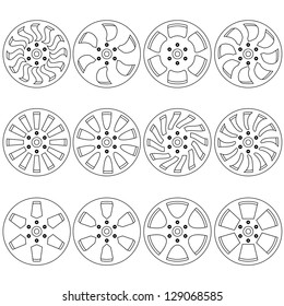 Car  alloy wheels, vector illustration