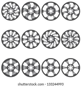 Car  alloy wheels, vector illustration