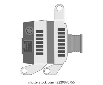 car alternator, electricity generator, vector illustration