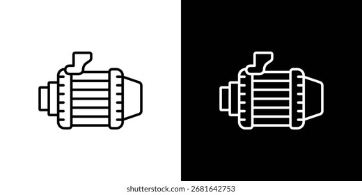 Ícone alternador de carro pictograma vetor simples. ícone preto e branco conceito
