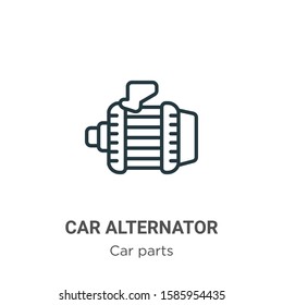 Car alternator outline vector icon. Thin line black car alternator icon, flat vector simple element illustration from editable car parts concept isolated on white background