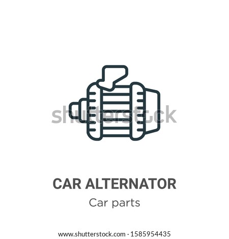 Car alternator outline vector icon. Thin line black car alternator icon, flat vector simple element illustration from editable car parts concept isolated on white background
