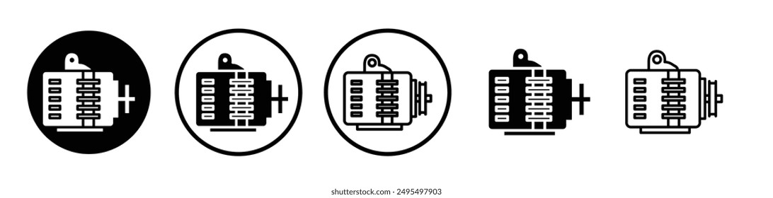 Car alternator vector icon set in black and white color.