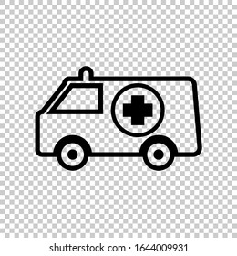 car ambulance icon flat vector on transparent background