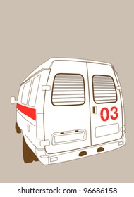 car to ambulance on brown background, vector illustration