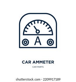 car ammeter icon from car parts collection. Thin linear car ammeter, energy, meter outline icon isolated on white background. Line vector car ammeter sign, symbol for web and mobile