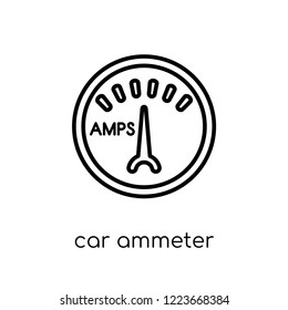 car ammeter icon. Trendy modern flat linear vector car ammeter icon on white background from thin line Car parts collection, outline vector illustration
