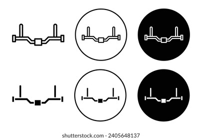 car anti roll bar icon. u shape car anti roll metal bar for shock absorption suspension system outlined vector logo symbol set